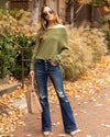 Nia Off Shoulder Ribbed Sweater - Olive