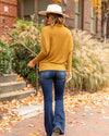 Whitley Funnel Neck Brushed Knit Top - Mustard