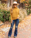Whitley Funnel Neck Brushed Knit Top - Mustard