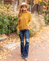 Whitley Funnel Neck Brushed Knit Top - Mustard