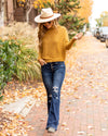 Whitley Funnel Neck Brushed Knit Top - Mustard