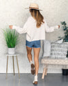 Georgia Textured Knit Bubble Sleeve Sweater - Cream