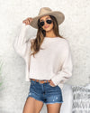 Georgia Textured Knit Bubble Sleeve Sweater - Cream