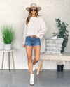 Georgia Textured Knit Bubble Sleeve Sweater - Cream