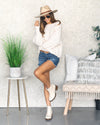 Georgia Textured Knit Bubble Sleeve Sweater - Cream