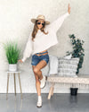 Georgia Textured Knit Bubble Sleeve Sweater - Cream