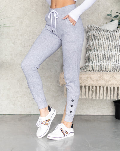 Lilly Pocketed Drawstring Joggers - Heather Grey