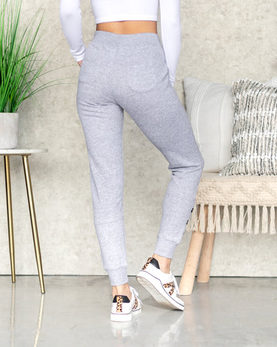 Lilly Pocketed Drawstring Joggers - Heather Grey