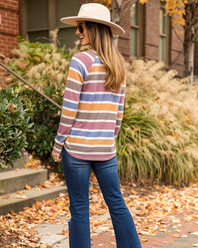 Devyn Color Block Top - Mauve Multi