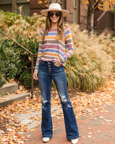 Devyn Color Block Top - Mauve Multi
