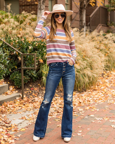 Devyn Color Block Top - Mauve Multi
