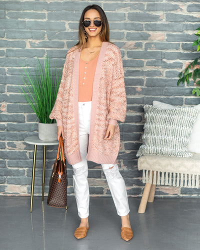 Kerri Popcorn Knit Cardigan - Mauve