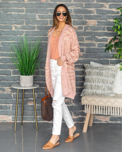 Kerri Popcorn Knit Cardigan - Mauve
