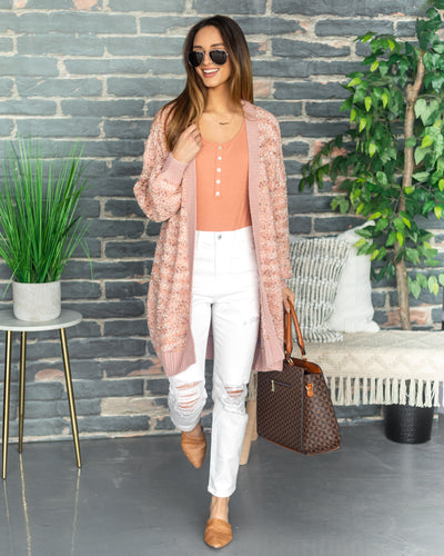 Kerri Popcorn Knit Cardigan - Mauve