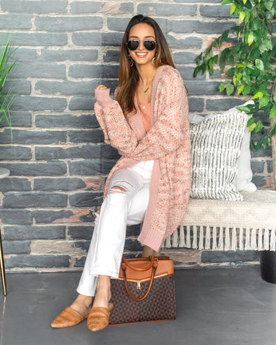 Kerri Popcorn Knit Cardigan - Mauve