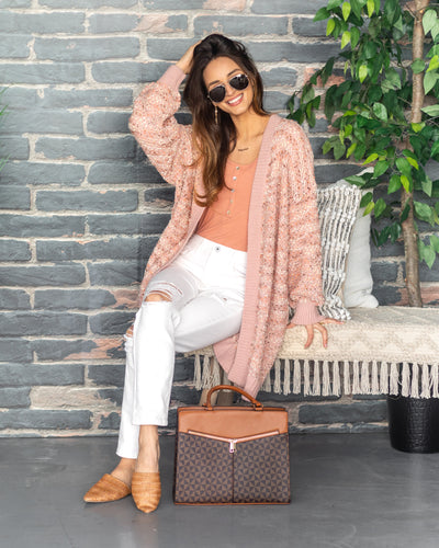 Kerri Popcorn Knit Cardigan - Mauve