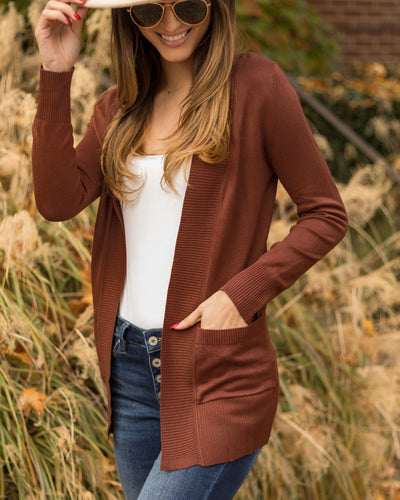 Nikki Pocketed Cardigan - Chestnut