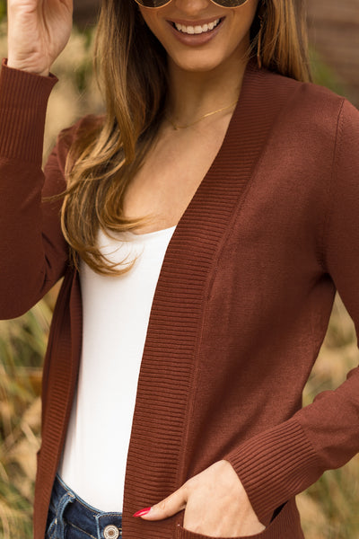 Nikki Pocketed Cardigan - Chestnut