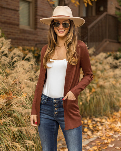 Nikki Pocketed Cardigan - Chestnut