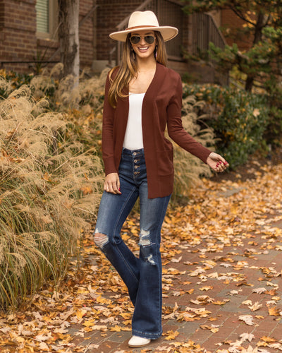 Nikki Pocketed Cardigan - Chestnut