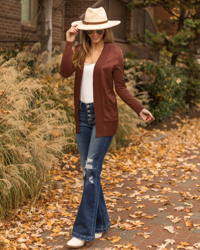 Nikki Pocketed Cardigan - Chestnut