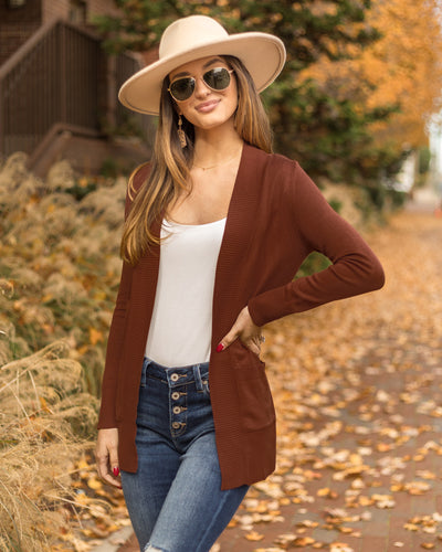 Nikki Pocketed Cardigan - Chestnut
