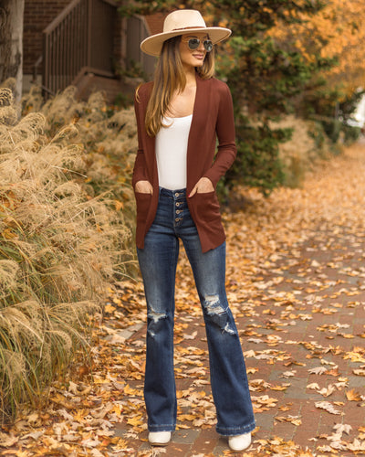 Nikki Pocketed Cardigan - Chestnut