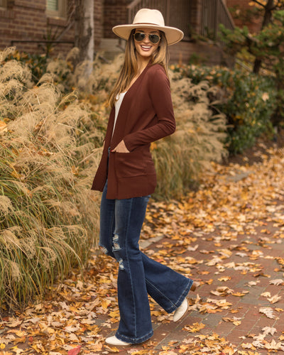 Nikki Pocketed Cardigan - Chestnut