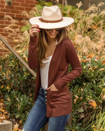 Nikki Pocketed Cardigan - Chestnut