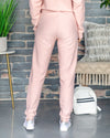 Penni Ribbed Pocketed Drawstring Joggers - Blush Pink