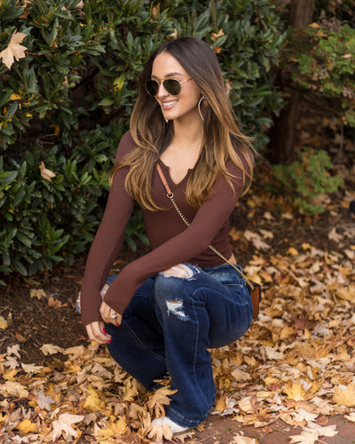 Annabelle Seamless Ribbed Cropped Top - Walnut