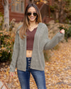 Josie Cable Knit Ribbed Cardigan - Sage