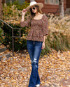 Carmen Smocked Ditsy Floral Top - Mocha