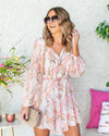 Lydia Printed Front Tie Dress - Salmon Multi