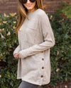 Brianne Brushed Knit Button Top - Oatmeal