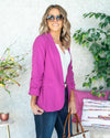 Kaylen Linen Ruched Sleeve Blazer - Orchid