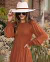 Jianna Smocked Midi Dress - Rust