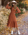Jianna Smocked Midi Dress - Rust