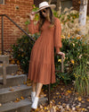 Jianna Smocked Midi Dress - Rust