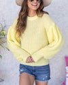 Raelynn Pleated Bubble Sleeve Sweater - Lemon