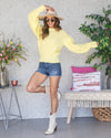 Raelynn Pleated Bubble Sleeve Sweater - Lemon