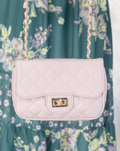 Zoe Quilted Turnlock Crossbody - Lavender Grey