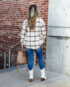 Avery Collared Button Down Plaid Flannel - Cream Multi