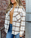 Avery Collared Button Down Plaid Flannel - Cream Multi