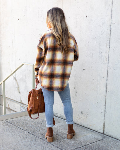 Jade Button Down Shacket - Mustard Multi