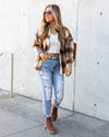 Jade Button Down Shacket - Mustard Multi