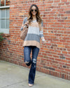 Viola V-Neck Color Block Sweater - Grey Multi