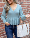 Gabriella Peplum Sweater - Seafoam