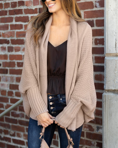 Aspen Oversized Cocoon Cardigan - Taupe