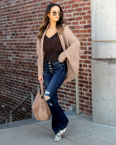 Aspen Oversized Cocoon Cardigan - Taupe